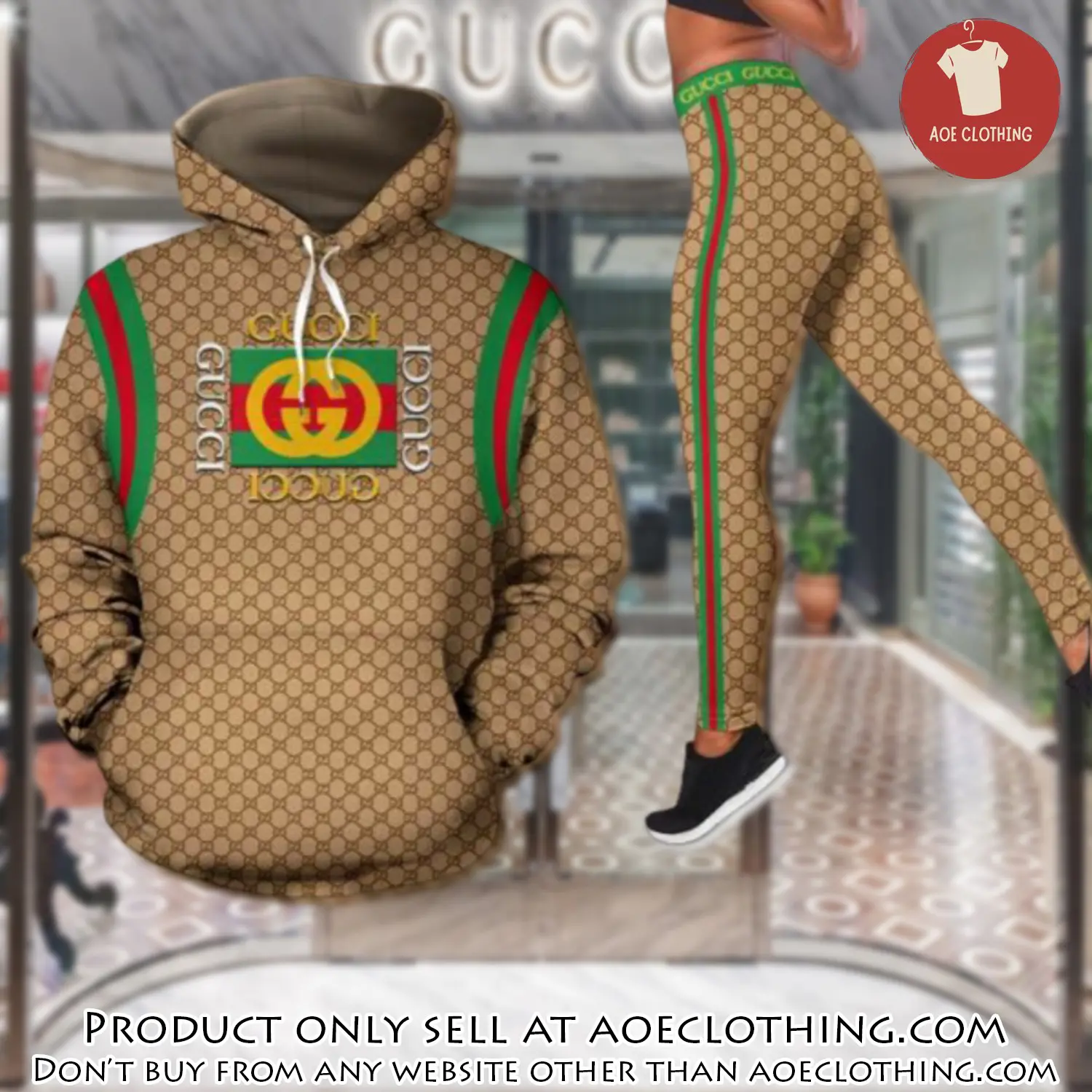 Gucci stripe hoodie legging set luxury for women aoe1422839